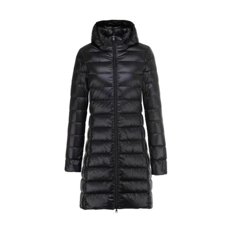 Winter middle-aged and elderly medium and long mother large size light down jacket removable cap plus fat plus size winter coat