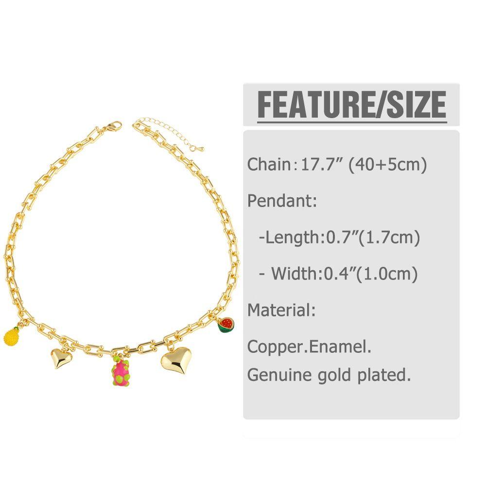 Fruit Series Strawberry Necklace Retro European Style Pitaya Chain Choker Summer Fruit Party