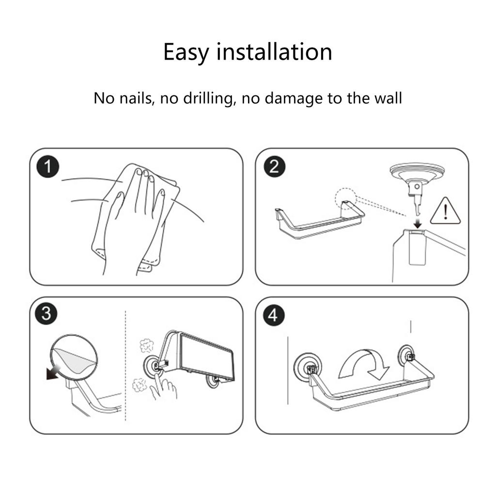 Waterproof Shower Rack No Drilling Wall Shelf Holder Suction Cup Shower Caddies Bathroom Wall Shelf Rack Durable Tools