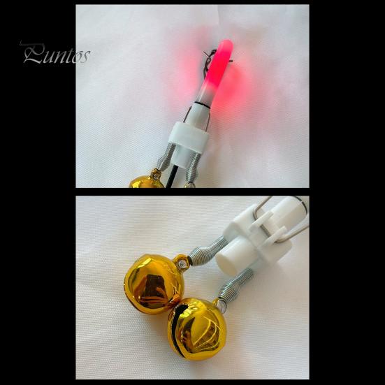 Светильник для удочки с двумя колокольчиками, светодиодный сигнализатор поклевки, ночной световой сигнализатор для удочки, датчик поклевки, рыболовные принадлежности