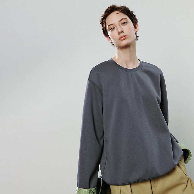 Chuyu Women's New Chinese Style Colorblock Crew Neck Sweatshirt