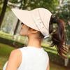 Flower Women Sun Hat UV Protection Beach Visor Cap Portable Summer Ponytail Cap  Summer