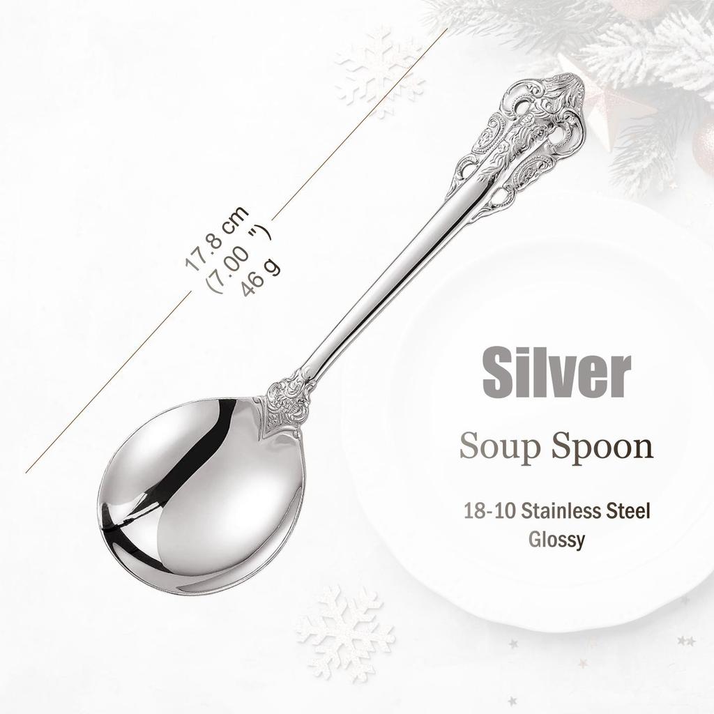 Набор столовых приборов из нержавеющей стали серебристого цвета, винтажные столовые приборы, ручки с полостью, столовое серебро для свадьбы, барокко, 18/10, глянцевое золото