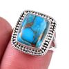 Кольцо из чистого серебра 925 пробы с натуральным бирюзовым медным камнем S.6 Z9R24