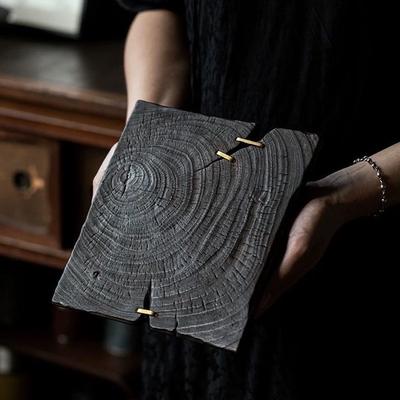 Поднос для чая из массива дерева, стол для сухой заварки с медными гвоздями, маленький кофейный столик, подставка для чайника, подставка для чайника, работающая на углях, в стиле ретро