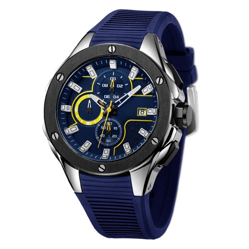 Многофункциональные мужские спортивные кварцевые часы с хронографом из силикона