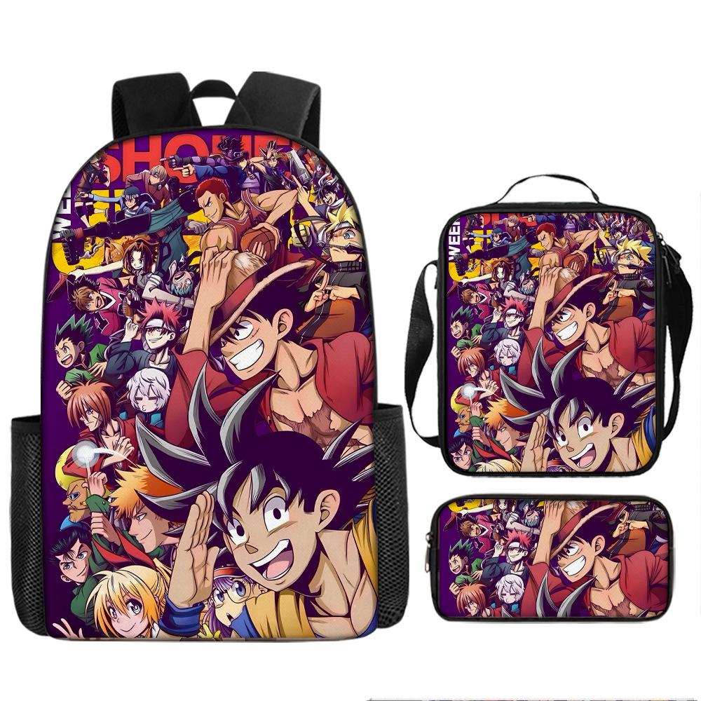 Анимация ONE PIECE школьный рюкзак из трех частей игровой периферийный рюкзак большой вместимости для ученика средней школы для улицы, кампуса, сумка для компьютера