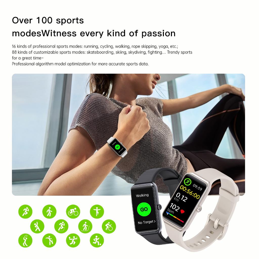 C82 1,47-дюймовые умные часы с мониторингом здоровья (пульс, артериальное давление, температура тела), спортивный браслет