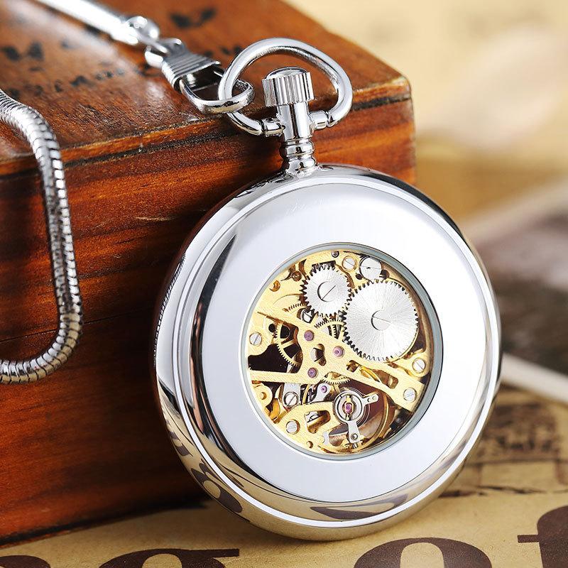 Автоматические механические карманные часы с внутренним и внешним римским шрифтом и круглой цепочкой в виде змеи