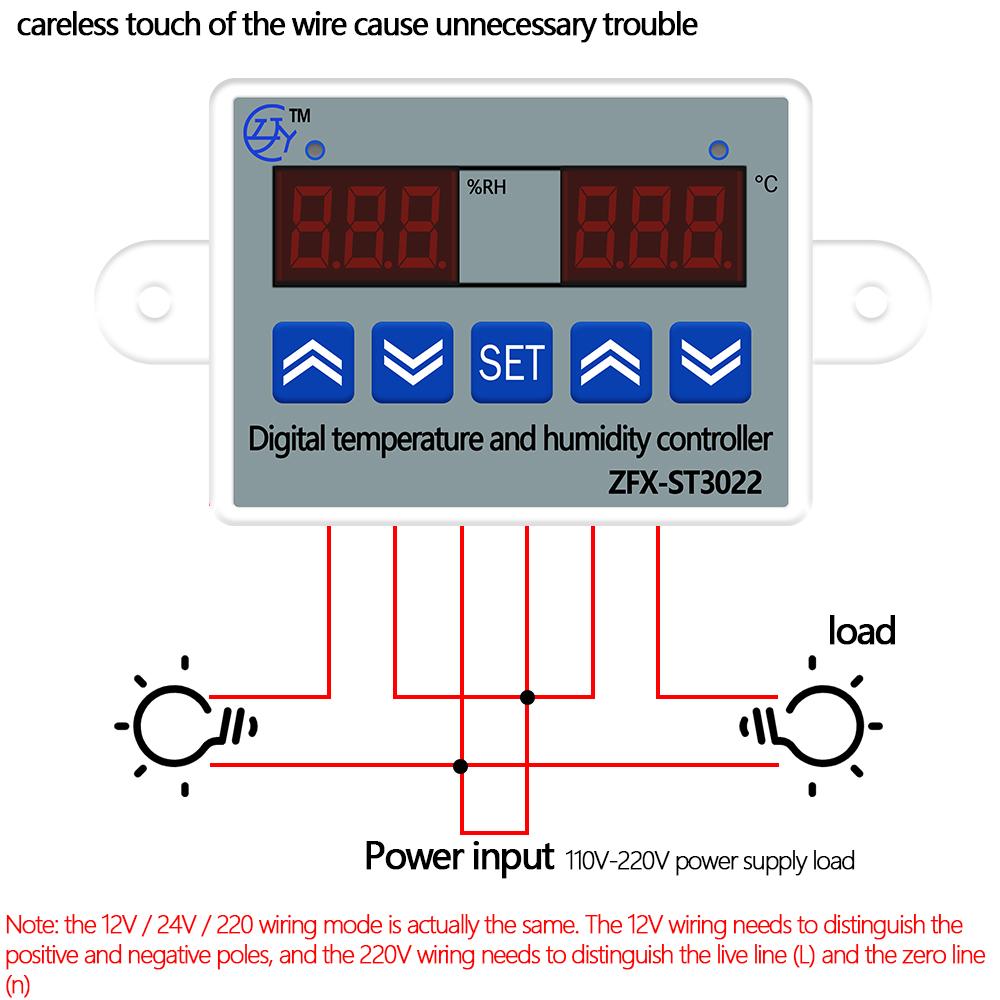 ZFX-ST3022 Temperature Controller Dual Thermometer Digital Temperature and Humidity Controller Thermostat Incubator