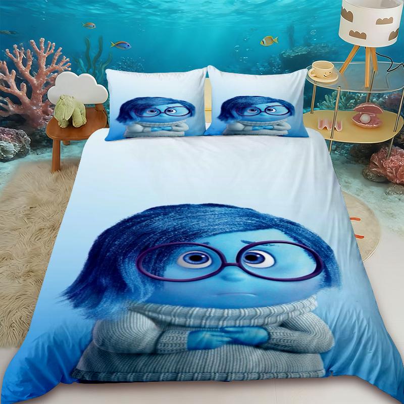 Anime Inside Out Duvet Cover Set Teens Inside Out Bedding Set 1 Quilt Cover with 2 Pillocase Bedroom Children Dormitory Gifts