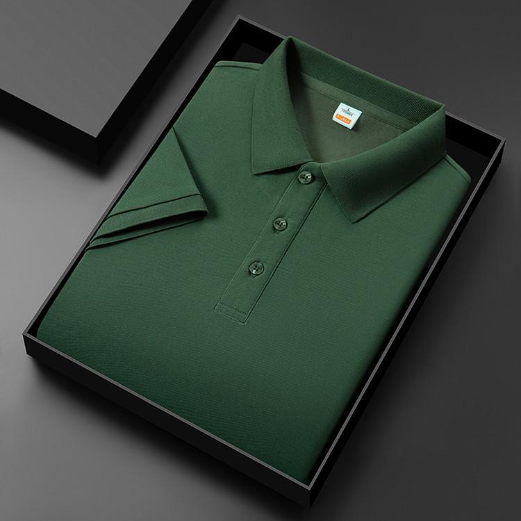 Мужская летняя рубашка поло из ледяного шелка 2025 года – Высококачественная, многоцветная, с охлаждающим эффектом, однотонная модель с коротким рукавом