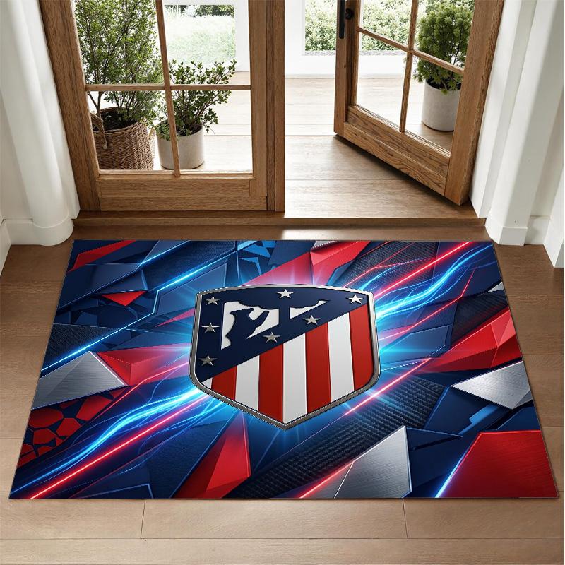 Atletico Madrid Design Crystal Velvet Rug Soft Decorative Mat for Bedroom Entrance