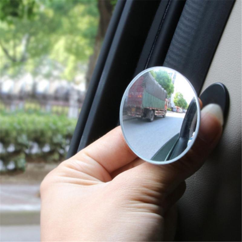 Silver & Black Car Rear Seat View Mirror, Round Blind Spot Mirror for Interior, Vehicle Reversing Auxiliary Mirror