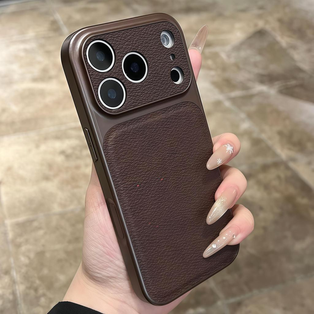 Высококачественный чехол для телефона с текстурой личи для iPhone 15/16/17 Pro Max (Осенне-зимний выпуск)