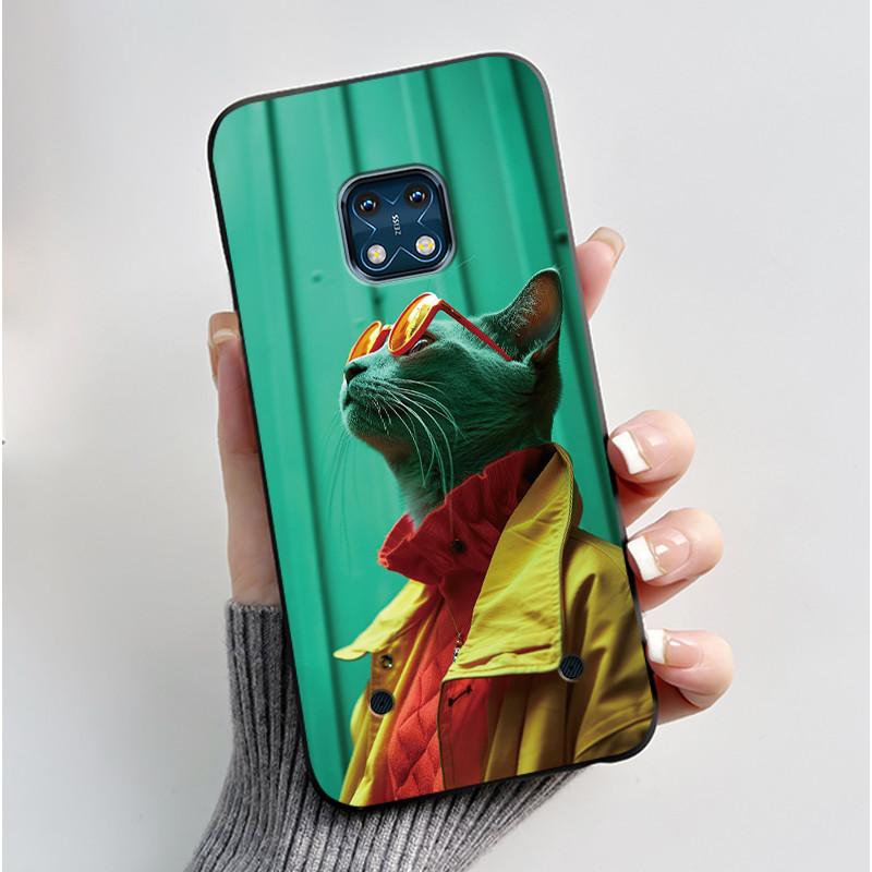 Чехол для Nokia XR20 Чехол Эстетичный Модный Милый Кот Астронавт Мультяшный Черный ТПУ Силикон Мягкий Ударопрочный Чехол для Телефона Задняя Крышка