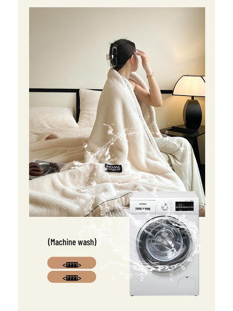 Luxurious Thick Half-Sided Plush Blanket for Autumn & Winter - Perfect for Sofa or Office Naps