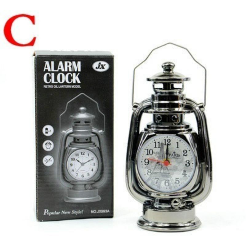 Vintage Alarm Clock Retro Oil Lamp Alarm Clock Watch Table Kerosene Light Clock Living Room Decor Ar