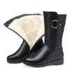 Mid Length Boots for Women's New Mother's Shoes, Cotton Shoes, Thick Heels, Middle-aged Women's Leather Boots, Women's Shoes