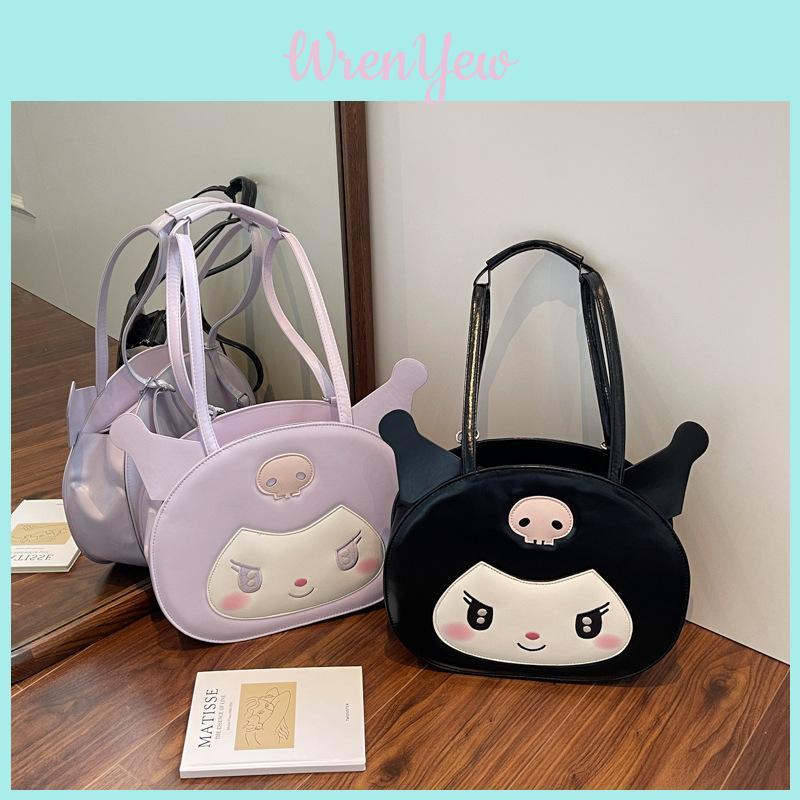 Kuromi Fashionable Cartoon Backpack With Nylon Lining And Macaron Hues For Teens