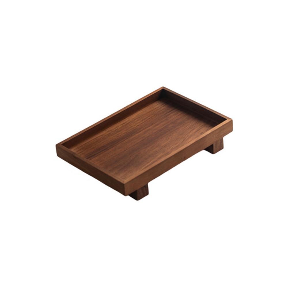 High Feet Japanese Style Wooden Tray Rectangular Stable Jewelry Storage Plate Solid Wood Retro Desktop Shelf Massage Room
