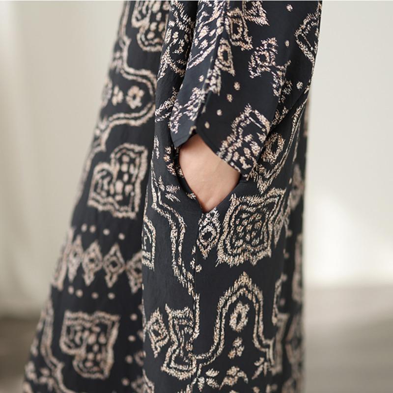 DIMANAF Новое Женское Платье Большого Размера Весна Лето Длинное Свободное Базовое Винтажное Оверсайз С Длинным Рукавом Макси Цветочное 2026