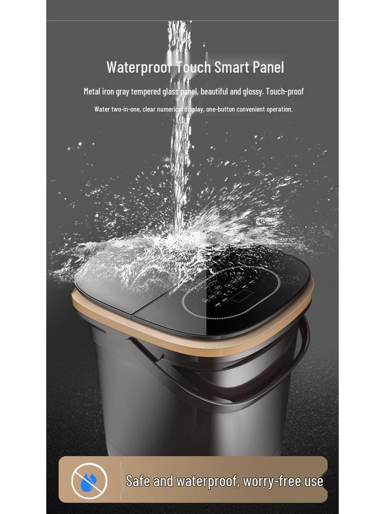 Chigo Space Gray Foot Spa Massager with Automatic Heating, Constant Temperature, Deep Basin, Calf-High Design, and Rollers.