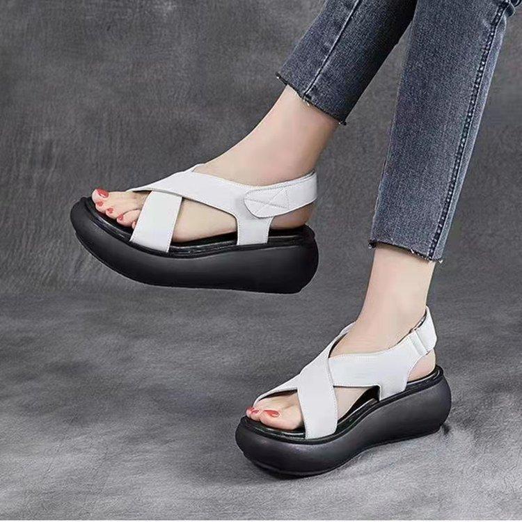 Fashion Sandals Women Summer Thick Soled Summer New Female Sandals Fish Mouth Open Toe Breathable Wedge Sandals Sandalias De Mujer
