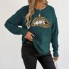 A Leopard Print Embroidered Sequined Lip Personalized Round-neck Pullover Sweater for Women