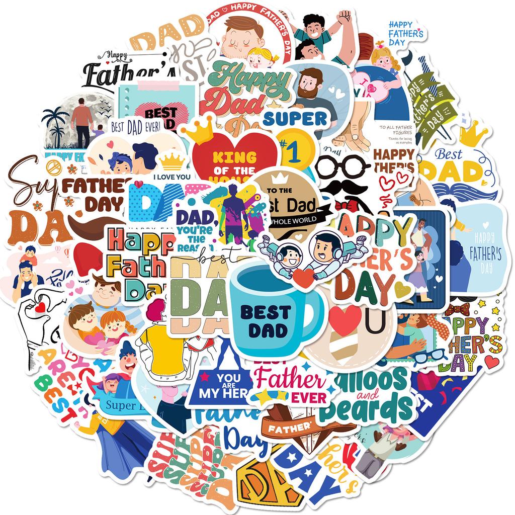 50 Father'S Day Themed English Short Sentences, Gifts, Water Glasses, Suitcases, Decorative Stickers, Waterproof Stickers
