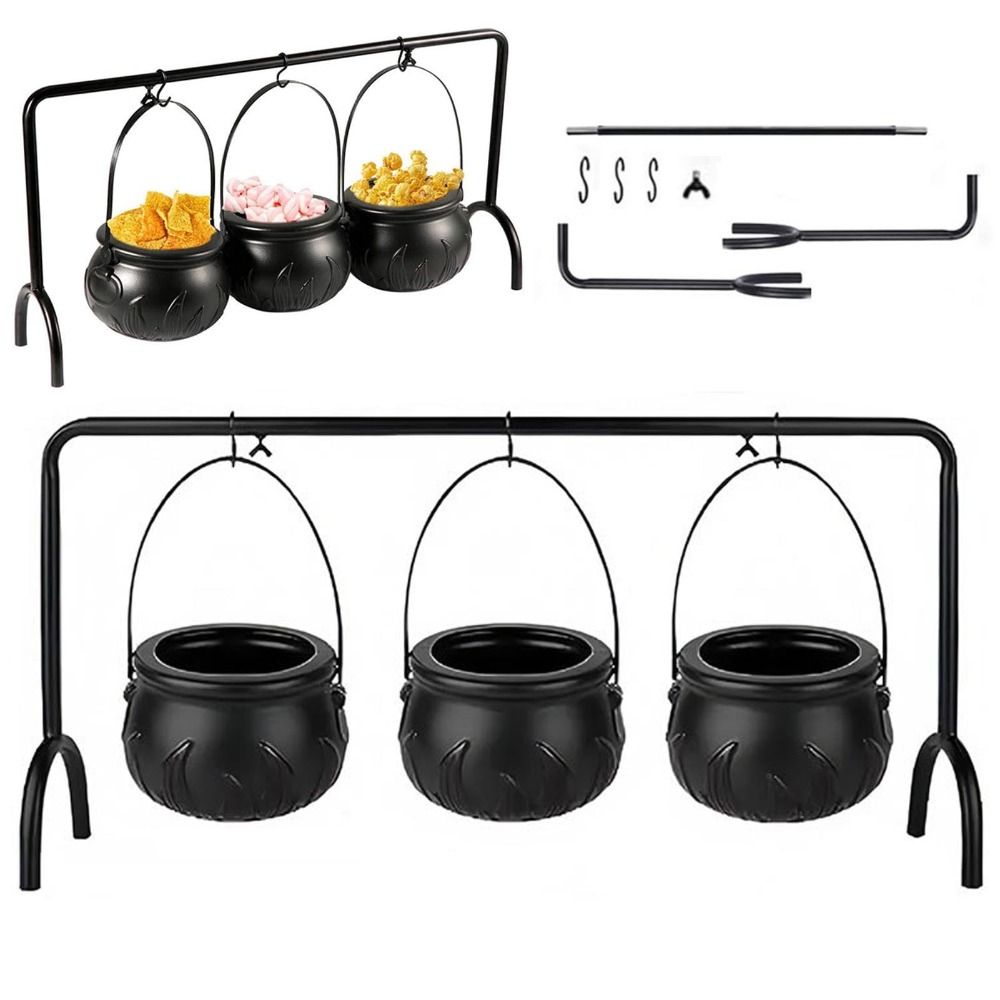Reusable Halloween Cauldron Food Holder Hanging Cauldron Bowl Desktop Decor  Party Supplies