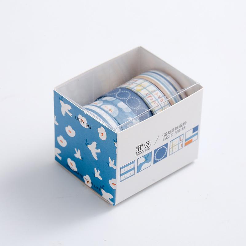 5Rolls/box Creative Masking Tape Set Basic Pattern Washi Tape DIY Scrapbooking Diary Journal Stationery