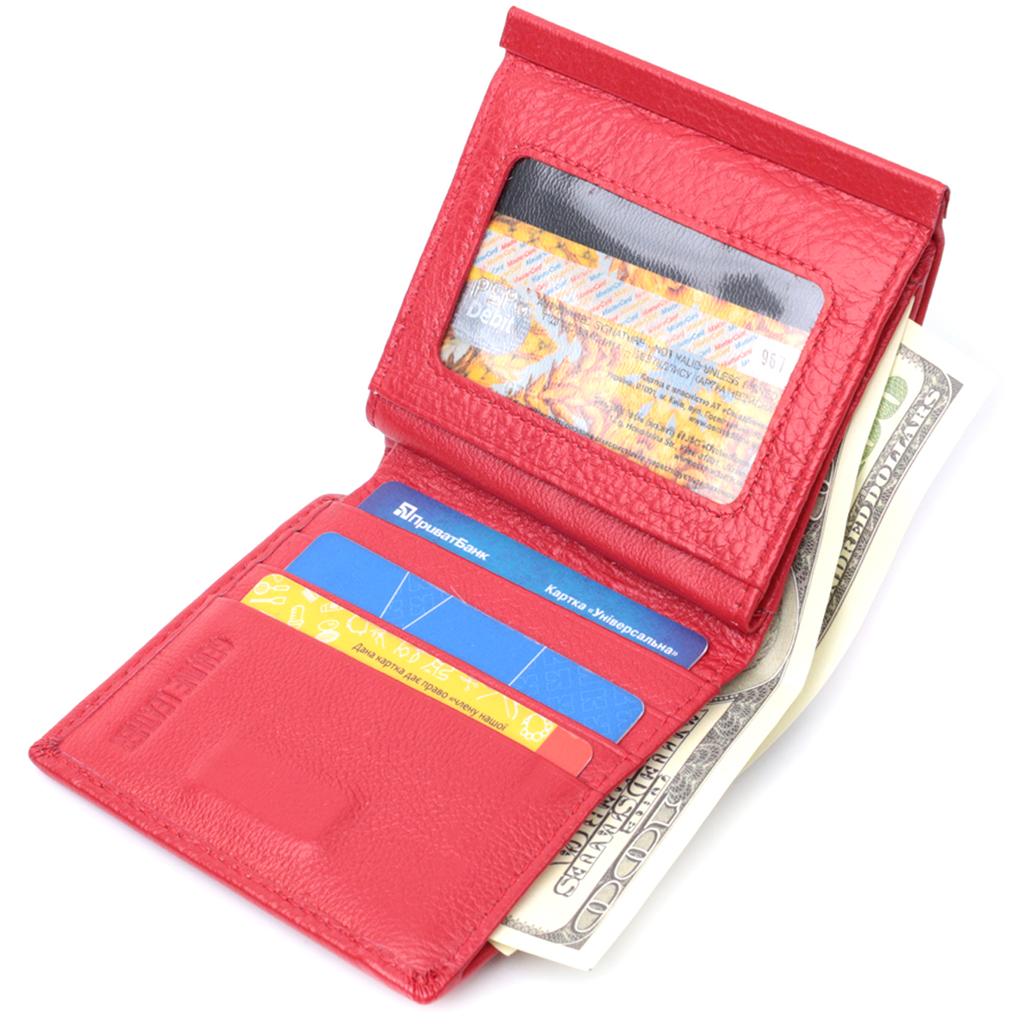 Medium Size Wallet for Women with Coin Pocket Outside Made of Genuine Leather ST Leather 22720 Red