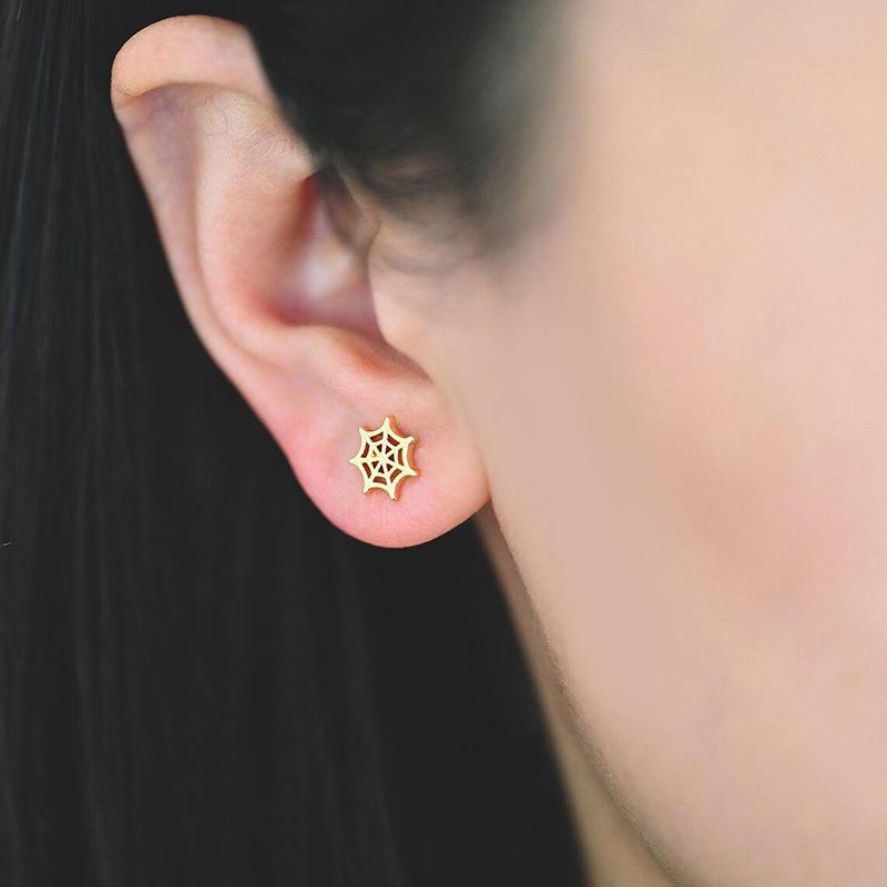 Fashion Funny Earrings, Spider Web Holiday Earrings, Premium Metal Halloween Earrings