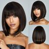 Короткий парик, черные, блондинки, прямые волосы на каждый день, синтетические парики боб с челкой для женщин, косплей, Лолита, искусственные волосы, высокотемпературный парик