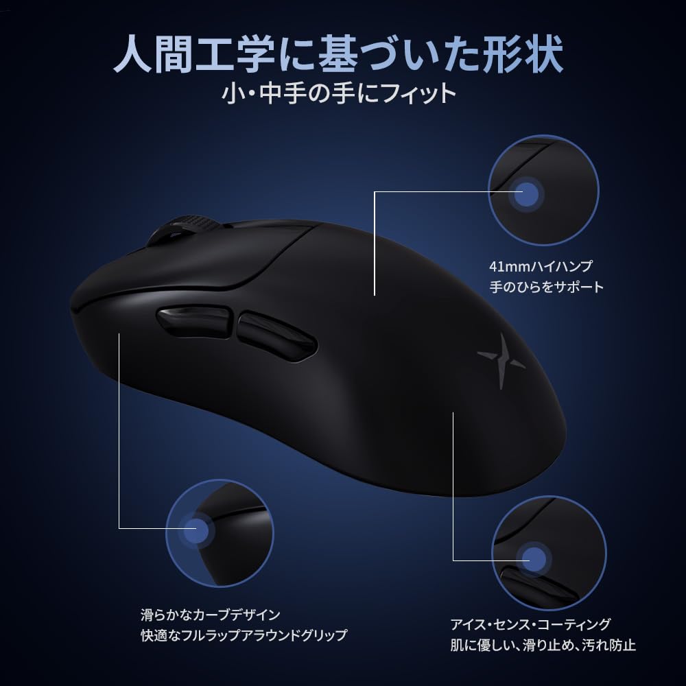 DELUX M500PRO Wireless Gaming Lightweight 8000Hz Polling Small PAW3395 Sensor 100 Million Click Magnetic Charging Base Mouse, (58.5g), Rate, Hand,