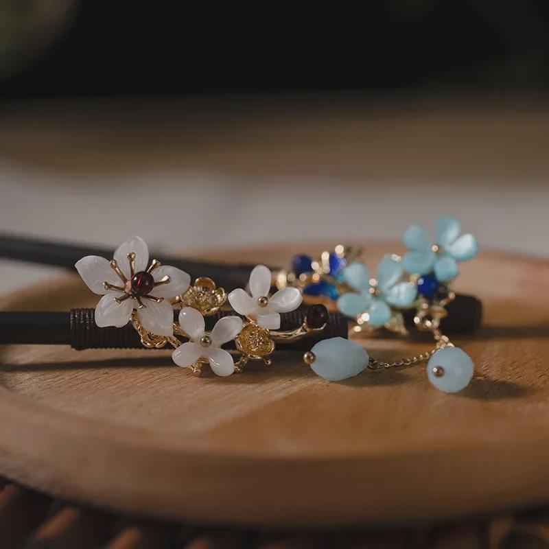 Заколка для волос с кисточкой из искусственного черного дерева в старинном стиле - аксессуар ханьфу для женщин