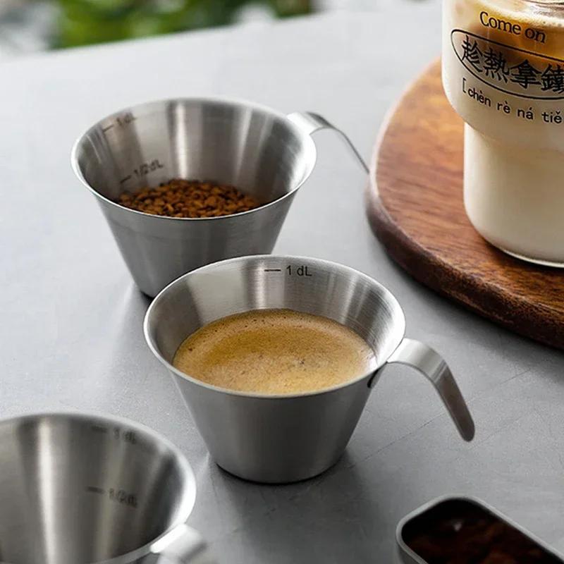 4 шт. чашки для эспрессо, маленькая чашка из нержавеющей стали, мерная чашка для эспрессо, мини-кувшин для молока, аксессуары для домашнего бариста