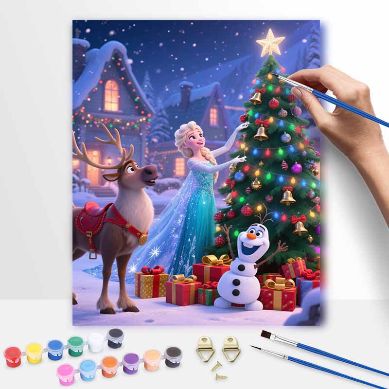 Disney Frozen Elsa Olaf reindeer Christmas tree oil painting art handmade painting kit handmade dsi home decoration birthday gift