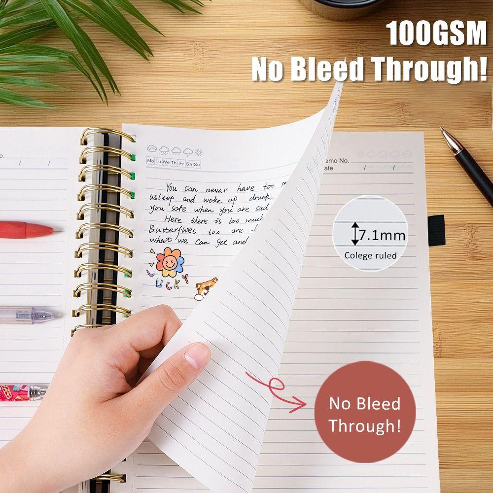 300 Pages PU Leather Notebook Smooth Writing Thick Paper Twin Coil Binding Metal Binding 360° Folding Paper Journal