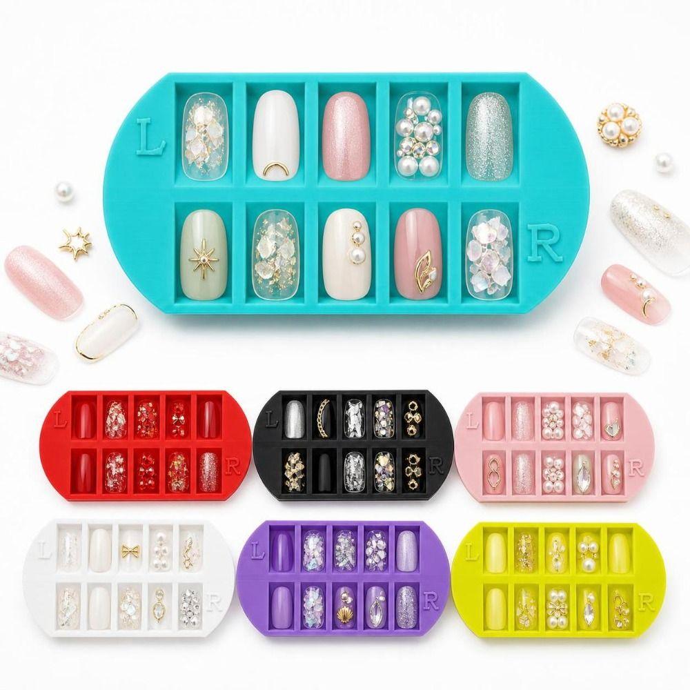 Reusable False Nail Display Organizer 8 Grids Nail Storage Tray Home Salon Use