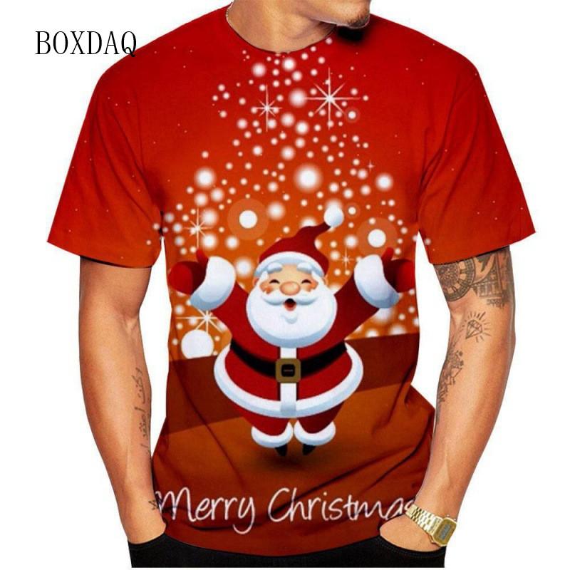 3d Print Cartoon Santa Claus Men's T-shirts Short Sleeve Round-Neck Christmas Style Street Male Tees 6XL Plus Size Tops New Year