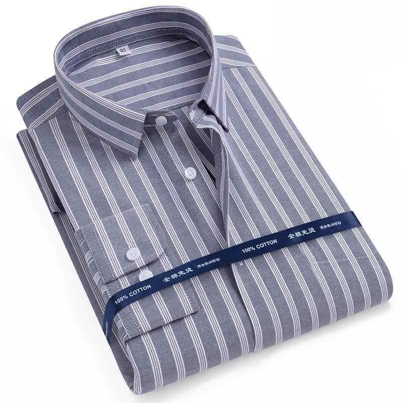 Новые рубашки из 100% чистого хлопка Оксфорд Мужская однотонная рубашка с длинным рукавом Стандартный крой Мужская с карманом Повседневная Осенняя Мужская рубашка 7XL 8XL