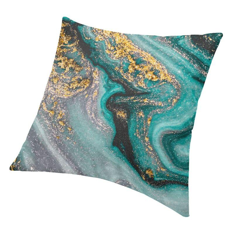 Бирюзовый и золотой мраморный чехол для подушки, украшение для спальни, скандинавская абстрактная текстура, чехол для диванной подушки, наволочка