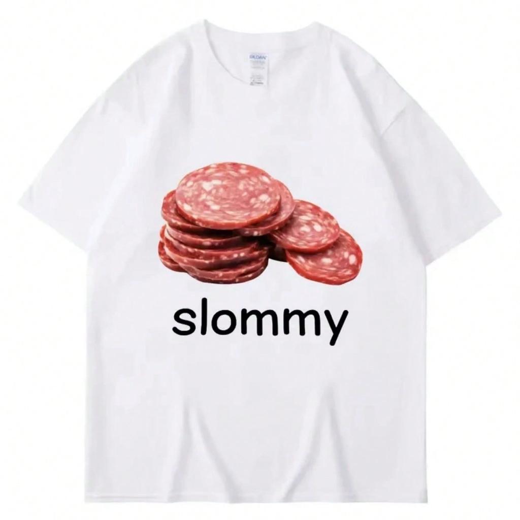 Slommy Salami Meme T-Shirt Streetwear Humor Gift Funny T-Shirt Unisex Fashion Short Sleeve Cotton Casual Creative