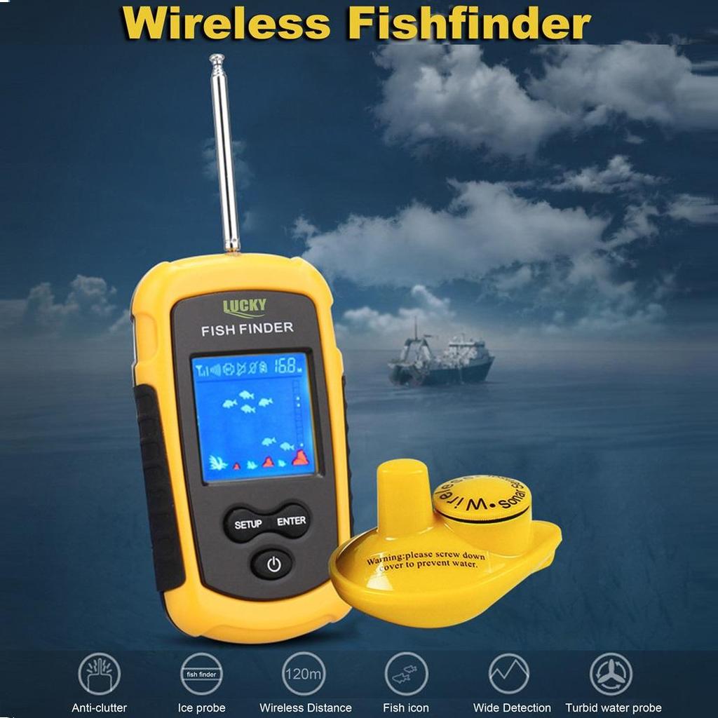 Беспроводной эхолот для рыбалки с ЖК-дисплеем, эхолот, привлекательная лампа, сонар, датчик, 40 м, вода, CWLA, беспроводной умный эхолот