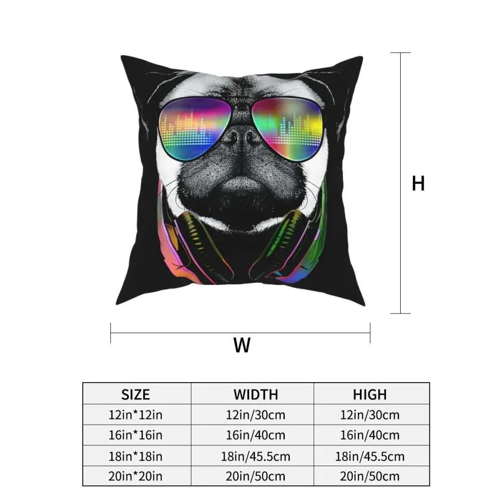 Music Love Pug Funny Dog Square Pillow Case Throw Pillow Creative Pillowcover Home Decor