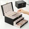 Lockable Storage Box Leather Jewelry Packaging Box Multi-function Double Layer Jewelry Box  Travel