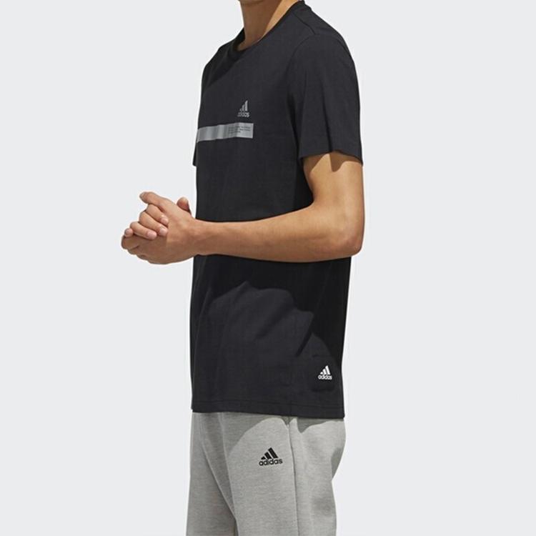 Adidas T Shirts Men's Black Crew Neck Moderate Straight Fit DZ2214
