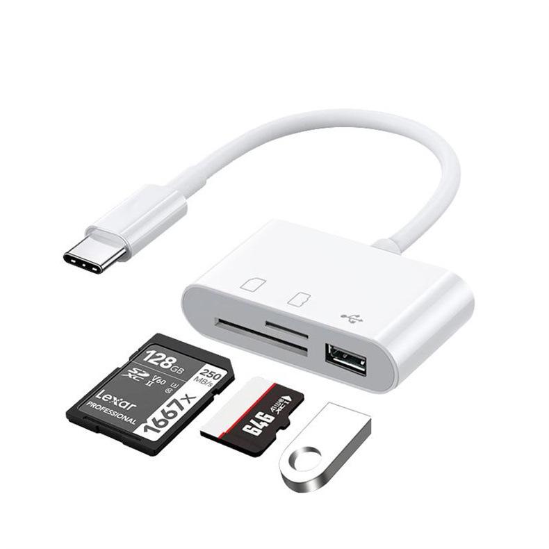 Совместимый кардридер 3-в-1 OTG для устройств Apple, Huawei, Android Type-C - USB-флешка, SD, адаптер для клавиатуры